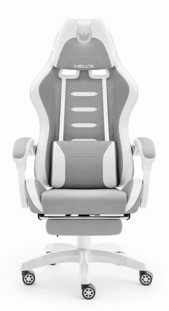 Геймерське крісло Hell's Chair HC-1039 2.0 Grey White тканина - изображение 2