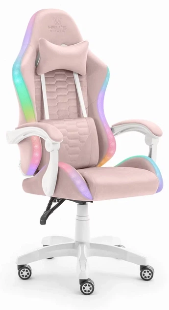Геймерське крісло тканинне Hell's Chair HC-1000 Pink LED - Фото 1 Геймерське крісло тканинне Hell's Chair HC-1000 Pink LED - изображение 1