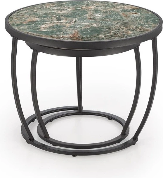 Набір столиків Halmar Ines Зелений мармур / Чорний 2 шт (5905248129573) - зображення 3