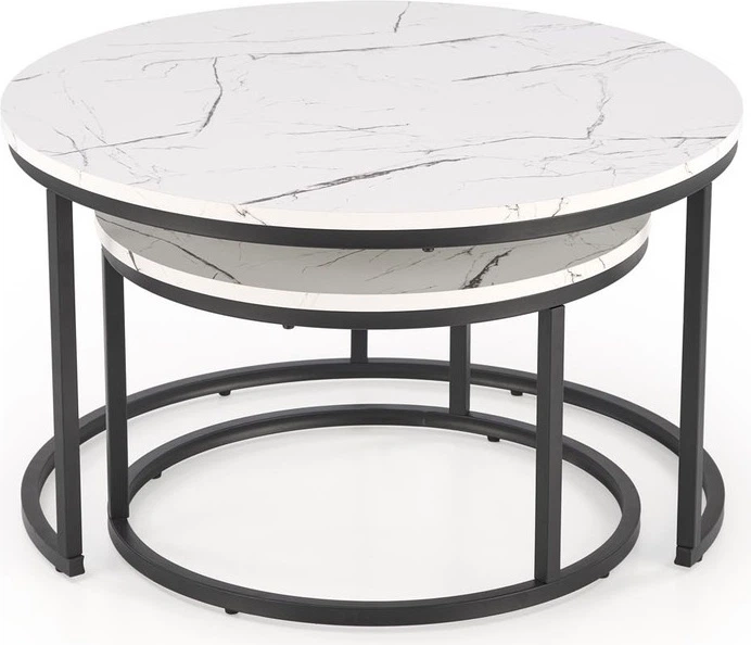 Набір столиків Halmar Java Білий мармур / Чорний 2 шт (5905248129580) - зображення 3