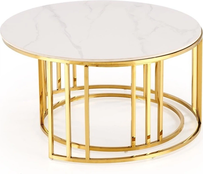 Набір столиків Halmar Mercury 3 Білий мармур / Золотий 2 шт (5905248129634) - зображення 3