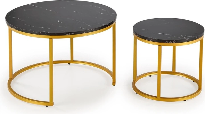 Набір столиків Halmar Paola Чорний мармур / Золотий 2 шт (5905248129665) - зображення 2