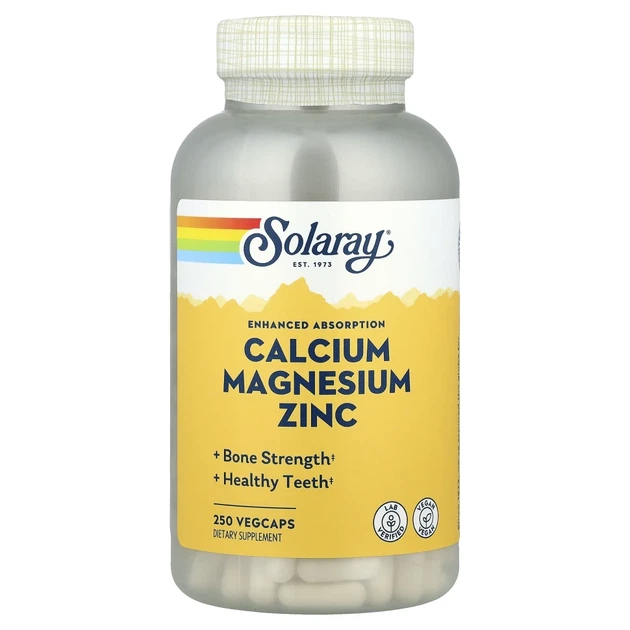 Кальцій магній цинк Solaray (Calcium Magnesium Zinc) 250 вегетаріанських пігулок (SOR-04561) - Фото 1 Кальцій магній цинк Solaray (Calcium Magnesium Zinc) 250 вегетаріанських пігулок (SOR-04561) - зображення 1
