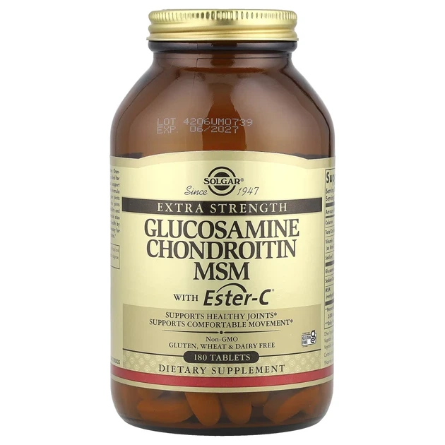 Глюкозамін хондроїтин ЧСЧ з Естер-C Solgar (Glucosamine Chondroitin MSM With Ester-C) 180 таблеток (SOL-01272) - Фото 1 Глюкозамін хондроїтин ЧСЧ з Естер-C Solgar (Glucosamine Chondroitin MSM With Ester-C) 180 таблеток (SOL-01272) - зображення 1
