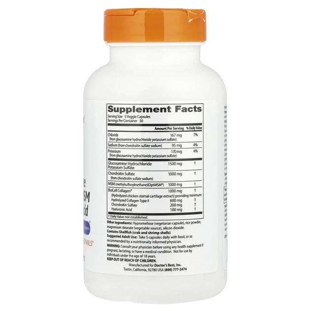 Глюкозамін xондроїтин МСМ з Гіалуроновою кислотою Doctor's Best (Glucosamine Chondroitin MSM + Hyaluronic Acid) 150 капсул (DRB-00271) - зображення 2