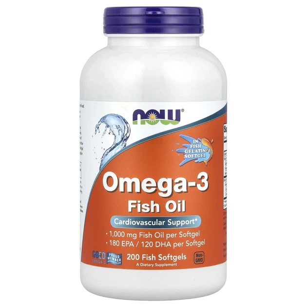 Омега-3 Now Foods (Omega-3 180 EPA/120 DHA) 200 капсул з риб'ячого желатину (NOW-01648) - Фото 1 Омега-3 Now Foods (Omega-3 180 EPA/120 DHA) 200 капсул з риб'ячого желатину (NOW-01648) - изображение 1