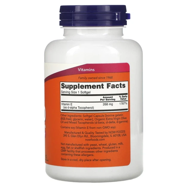 Вітамін Е суміш токоферолів Now Foods (Vitamin E Mixed) 400 МО 250 капсул (NOW-00894) - зображення 2