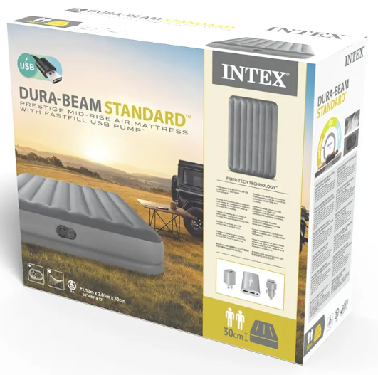 Надувная кровать Intex 64114 двуспальная (203 х 152 х 30 см) со встроенным электронассом USB - Фото 2 Надувная кровать Intex 64114 двуспальная (203 х 152 х 30 см) со встроенным электронассом USB - изображение 2