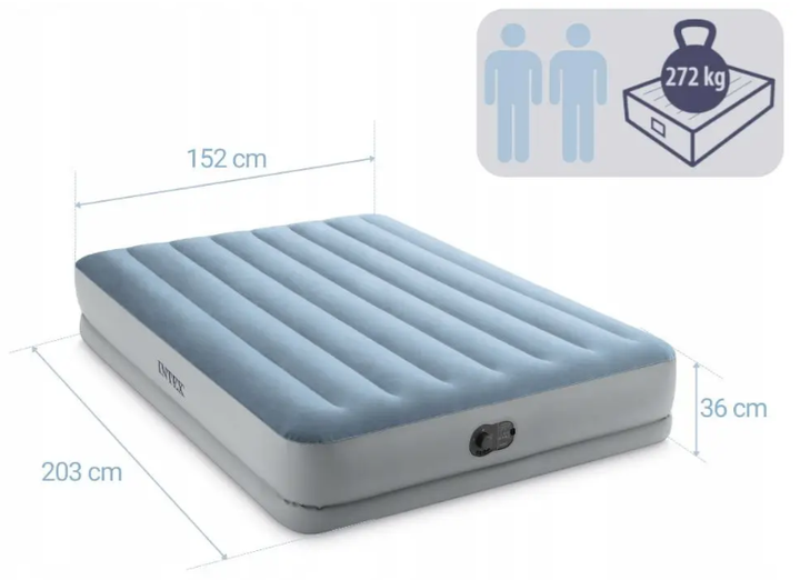 Надувная кровать Intex 64159 двуспальная (203 x 152 x 36 см) со встроенным насосом USB - Фото 6 Надувная кровать Intex 64159 двуспальная (203 x 152 x 36 см) со встроенным насосом USB - изображение 6