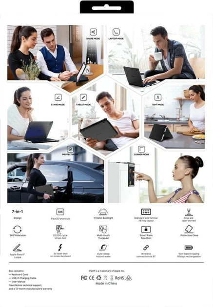 Чохол-клавіатура Typecase Flexbook Touch для Apple iPad 11" 2025/10.9" 2022 Pink (KB201T-100-B-RSE-WHT-B-US-V3) - зображення 11