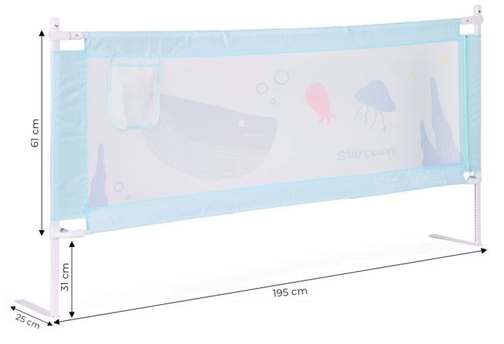 Barierka ochronna na łóżko EcoToys 200 cm Niebieski (5905817011087) - obraz 6