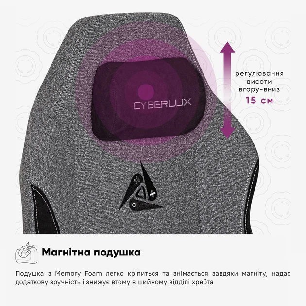 Геймерське крісло Cyberlux Ares Grey (арт. GM-405 G) - изображение 15