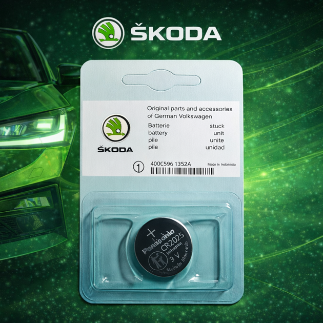 Батарейка CR2025 3V для ключа Skoda литиевая батарейка для брелока авто - Фото 1 Батарейка CR2025 3V для ключа Skoda литиевая батарейка для брелока авто - изображение 1