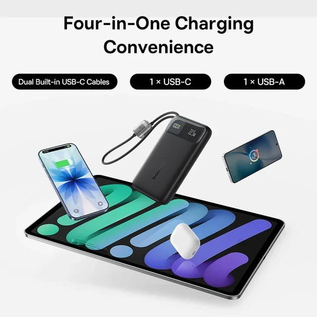 Повербанк на 10000 mAh 22.5W Baseus EnerFill FC11 Digital Display (1USB/Type-C, 22.5W, PD). Black - зображення 5