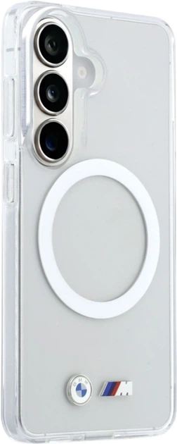 Etui BMW IML Shockproof Metal Logo MagSafe do Samsung Galaxy S26 Transparent (BMHMS26S25HSMLKT) - obraz 4