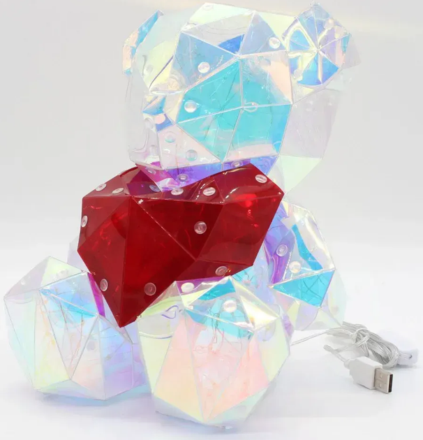 Лампа нічник світлодіодний Мишка з серцем Love Bear 25см від USB / Настільний світильник (L) - зображення 5