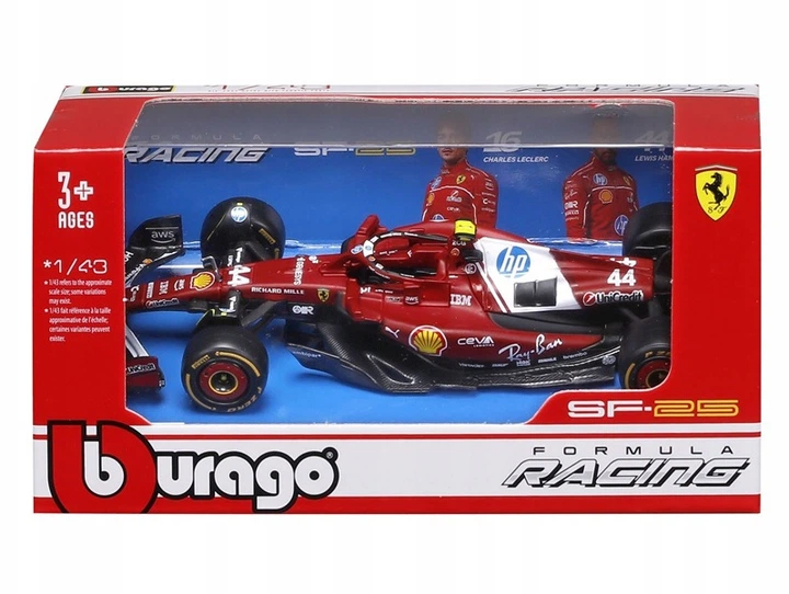 Metalowy model samochodu Bburago Ferrari Formula SF-25 L.Hamilton 1:43 36853_44 (4893993018215) - obraz 2