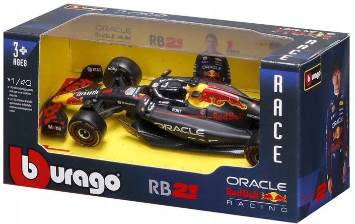 Metalowy model samochodu Bburago Formula Oracle RB21 M.Varstappen 1:43 38233_1 (4893993382330) - obraz 2