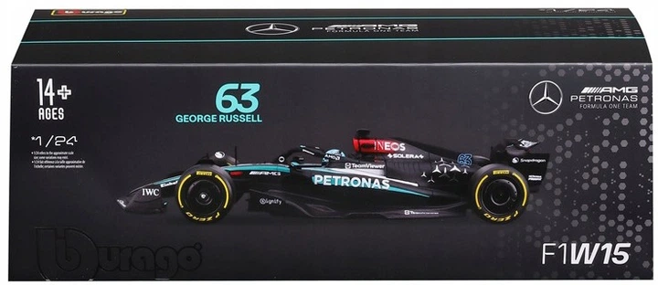 Металева модель автомобіля Bburago Formula Mercedes AMG G. Russell 1:24 28063_63 (4893993019953) - зображення 2