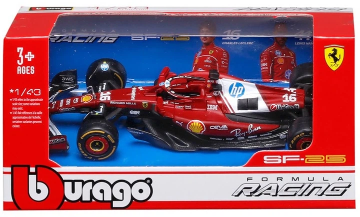 Metalowy model samochodu Bburago Ferrari Formula SF-25 C.Leclerc 1:43 36853_16 (4893993368532) - obraz 2