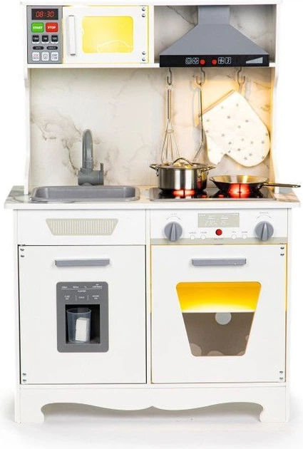 Drewniana kuchnia dla dzieci EcoToys ze światłem i dźwiękiem TL10181 Biała (5903769974573) - obraz 3