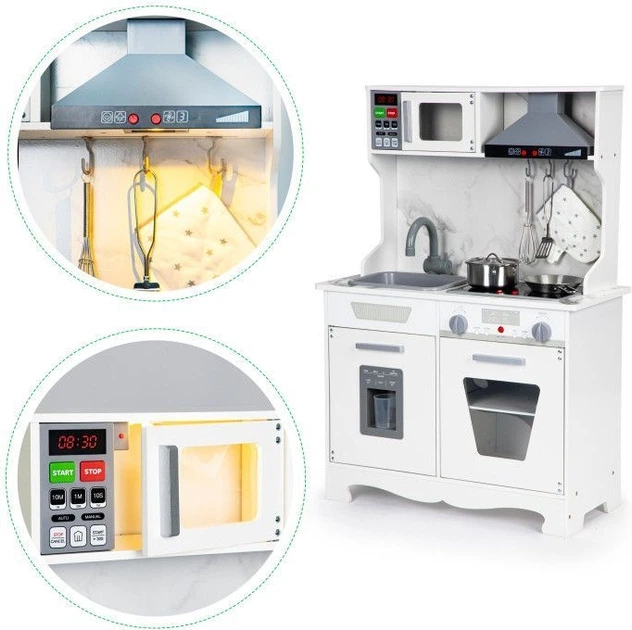 Drewniana kuchnia dla dzieci EcoToys ze światłem i dźwiękiem TL10181 Biała (5903769974573) - obraz 6