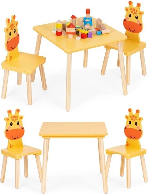 Zestaw mebli dla dzieci EcoToys stolik 2 krzesła Żyrafa 6162 (5905817007035) - obraz 3