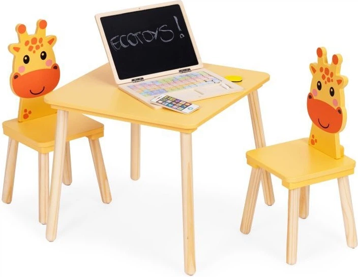 Zestaw mebli dla dzieci EcoToys stolik 2 krzesła Żyrafa 6162 (5905817007035) - obraz 5