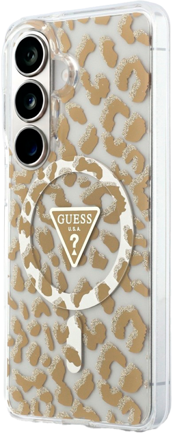 Etui Guess IML Leopard Print Triangle MagSafe do Samsung Galaxy S26 Bronze (3666339613907) - obraz 2
