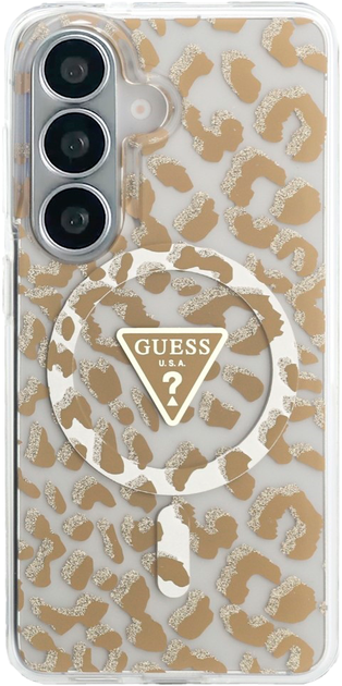 Etui Guess IML Leopard Print Triangle MagSafe do Samsung Galaxy S26 Bronze (3666339613907) - obraz 3