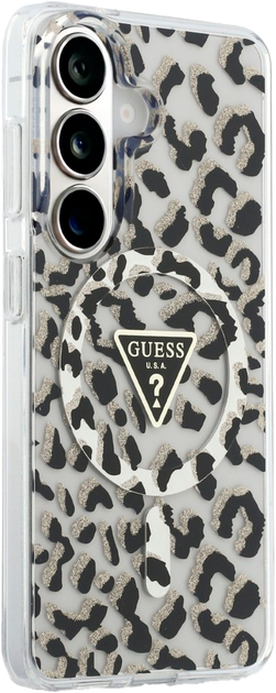Etui Guess IML Leopard Print Triangle MagSafe do Samsung Galaxy S26 Black (3666339613884) - obraz 4