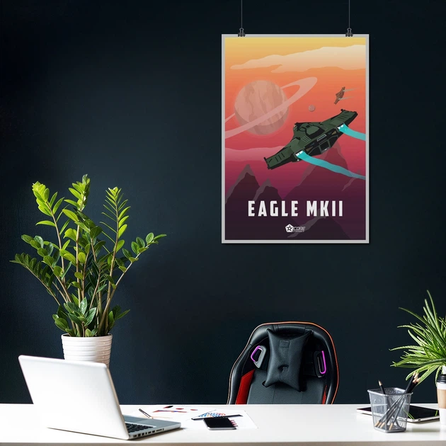 Постер Элита, Elite:Dangerous, Eagle MKⅡ, постер для геймера, космический корабль, sci-fi, A3 42×30 см (id3335) - изображение 4