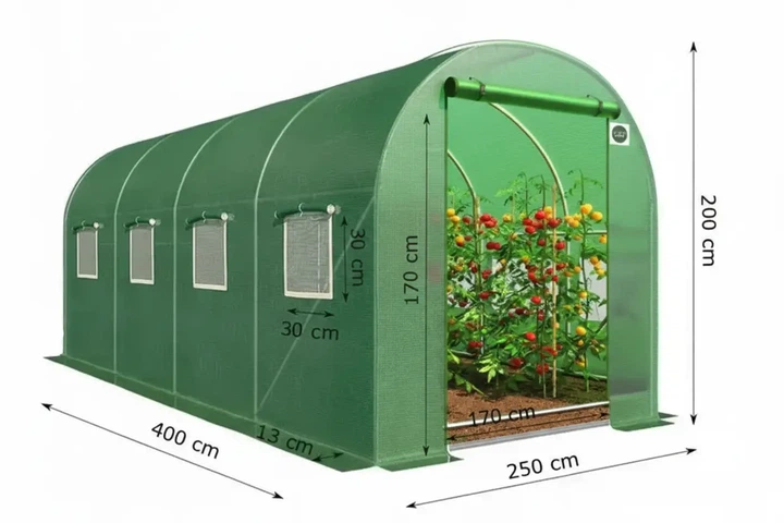 Теплица 10м² СРЕДНЯЯ King Garden, 8 окон 400х250х200 см - изображение 2