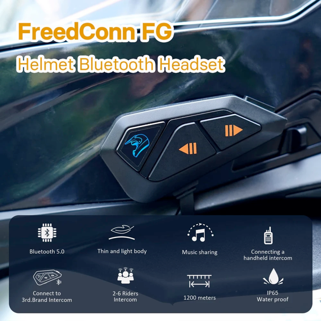 Мотогарнітура FreedConn FG Bluetooth 5.0, мотоінтерком до 1000 м, 10 райдерів - зображення 6