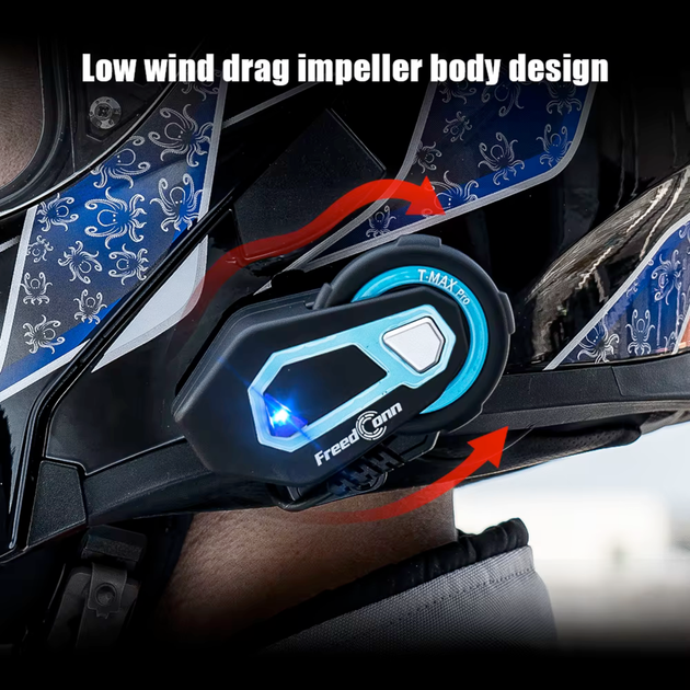 Bluetooth мотогарнітура FreedConn T-MAX PRO до 1500 м мотоінтерком FM водозахист - зображення 6