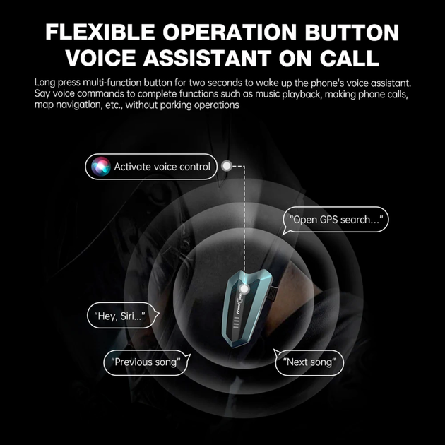 Мотоінтерком FreedConn HERO V2 EU Bluetooth 5.1 до 1000 м 1100 мАг - зображення 3