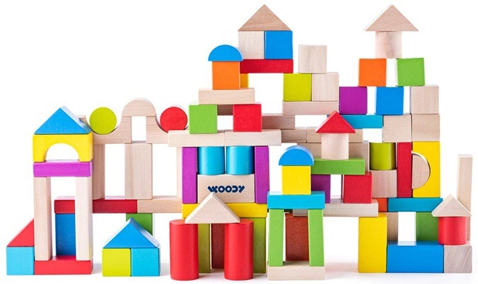 Klocki drewniane Woodyland w wiaderku 100 elementów 09056 (8591864909056) - obraz 2