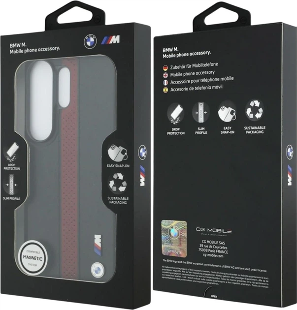 Etui BMW Perforated Stripe Logo MagSafe do Samsung Galaxy S26 Ultra Black/Red (BMHMS26L25PCPSKR) - obraz 8