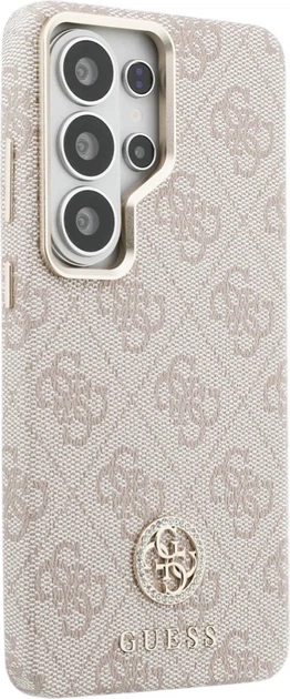 Etui plecki Guess 4G Rhinestone Round Logo MagSafe do Samsung Galaxy S26 Ultra Pink (3666339613389) - obraz 4