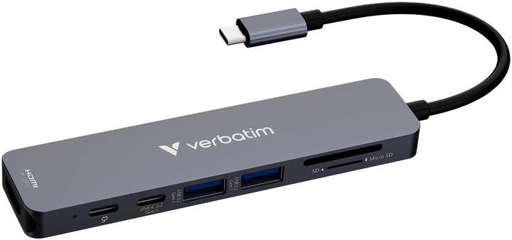 Hub USB Verbatim USB-C Essentials Multiport Hub 7 Port Grey (0023942321583) - obraz 2