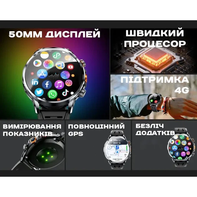 Android Смарт годинник H18 4G LTE з SIM-картою розумний годинник багатофункціональний з GPS годинник з камерою WiFi дзвінки та SMS - Фото 9 Android Смарт годинник H18 4G LTE з SIM-картою розумний годинник багатофункціональний з GPS годинник з камерою WiFi дзвінки та SMS - зображення 9