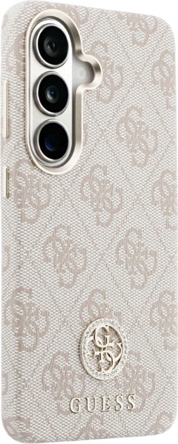 Etui plecki Guess 4G Rhinestone Round Logo MagSafe do Samsung Galaxy S26 Plus Pink (3666339613372) - obraz 4