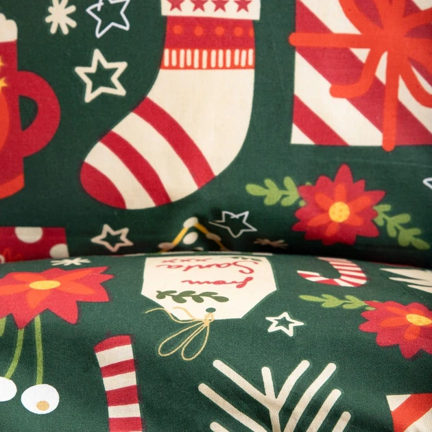 Komplet pościeli Homla Sente Poszewka na pościel 135 x 200 cm + 1 poszewka na poduszkę 80 x 80 cm bawełniany w prezenty Zielony (5906496717475) - obraz 4