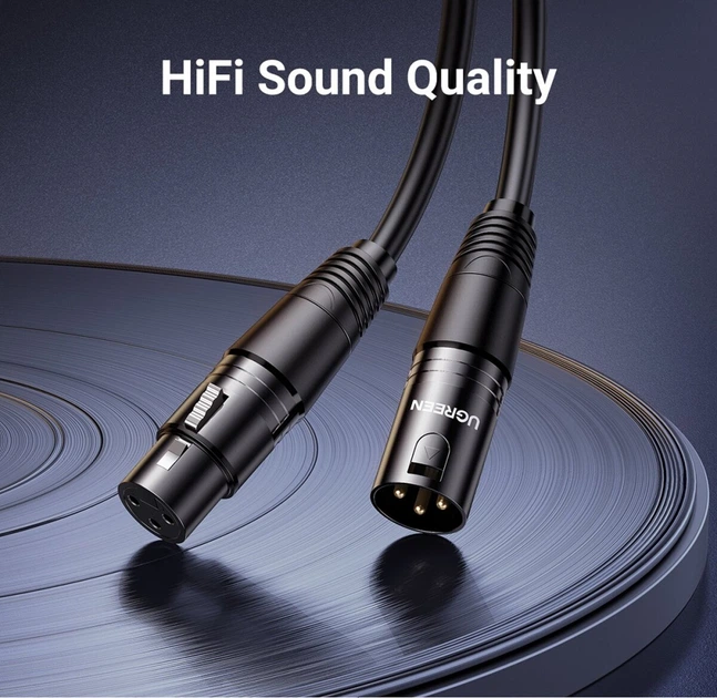 Аудіокабель UGREEN AV130 Cannon Male to Female Microphone Extension Audio Cable 5m Black (UGR-20712) - Фото 2 Аудіокабель UGREEN AV130 Cannon Male to Female Microphone Extension Audio Cable 5m Black (UGR-20712) - зображення 2