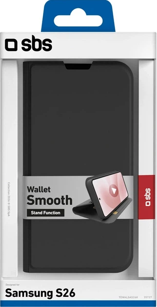 Etui z klapką SBS Wallet Smooth Case with Flip Cover do Samsung Galaxy S26 Black (TEWALSAS26K) - obraz 2