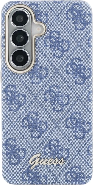 Etui plecki Guess 4G Script MagSafe do Samsung Galaxy S26 Blue (3666339613037) - obraz 3