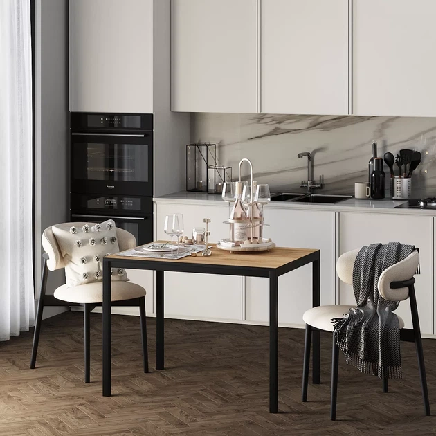 Стіл Brevity Loft mid ART IN HEAT Дуб Крафт золотий + Чорний 90 х 75 х 67 см - зображення 2