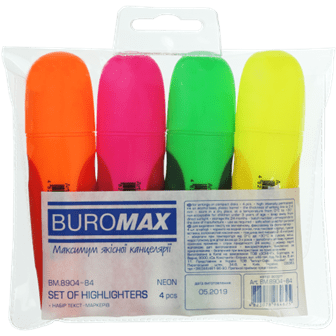 Набір маркерів текстових 4кол. BUROMAX 8904-84 Neon, з гум. вставками /BM.8904-84/ - Фото 2 Набір маркерів текстових 4кол. BUROMAX 8904-84 Neon, з гум. вставками /BM.8904-84/ - изображение 2