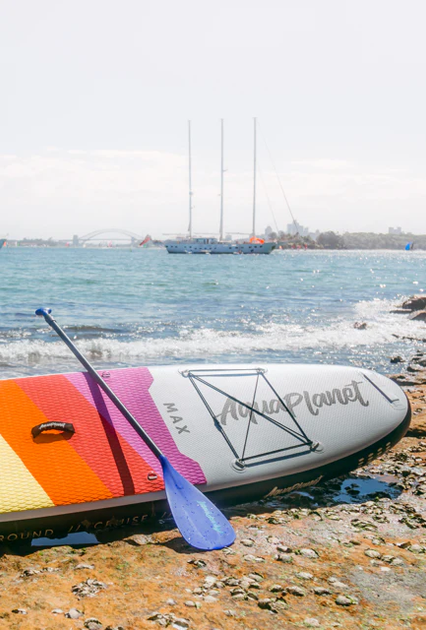 SUP-доска надувная Aquaplanet Max Rainbow 10'6" (320х78х15 см) с веслом и аксессуарами - изображение 4