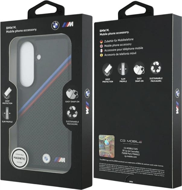 Etui BMW Tricolor Metal Logo MagSafe do Samsung Galaxy S26 Black (BMHMS26S25PCSPEK) - obraz 8